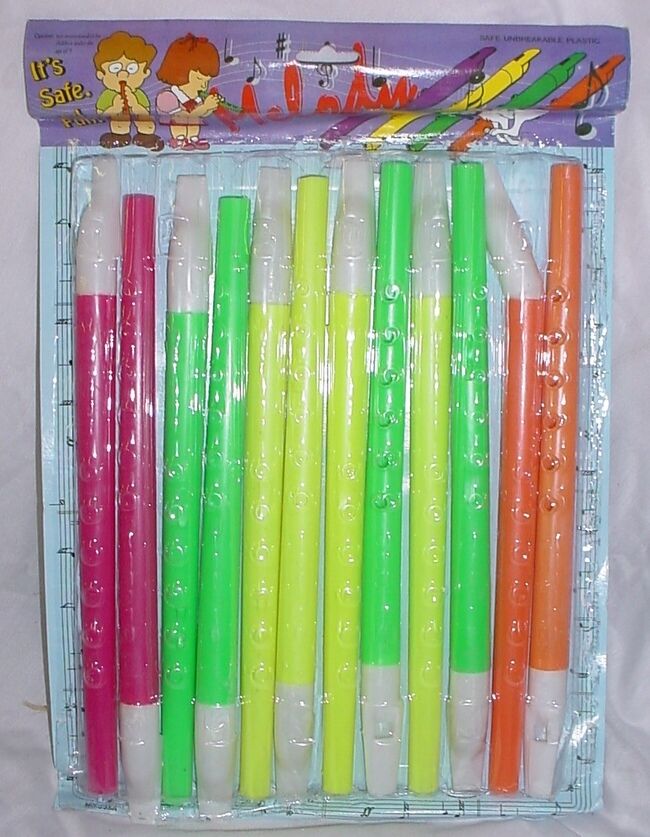 Pack of 12 Colourful Plastic Melody Flutes MI16 