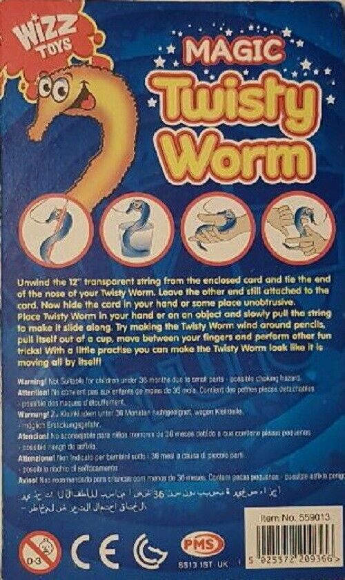 Wizz Magic Twisty Worm Colour Choice Magical Pet Wiggly Worm on a String 