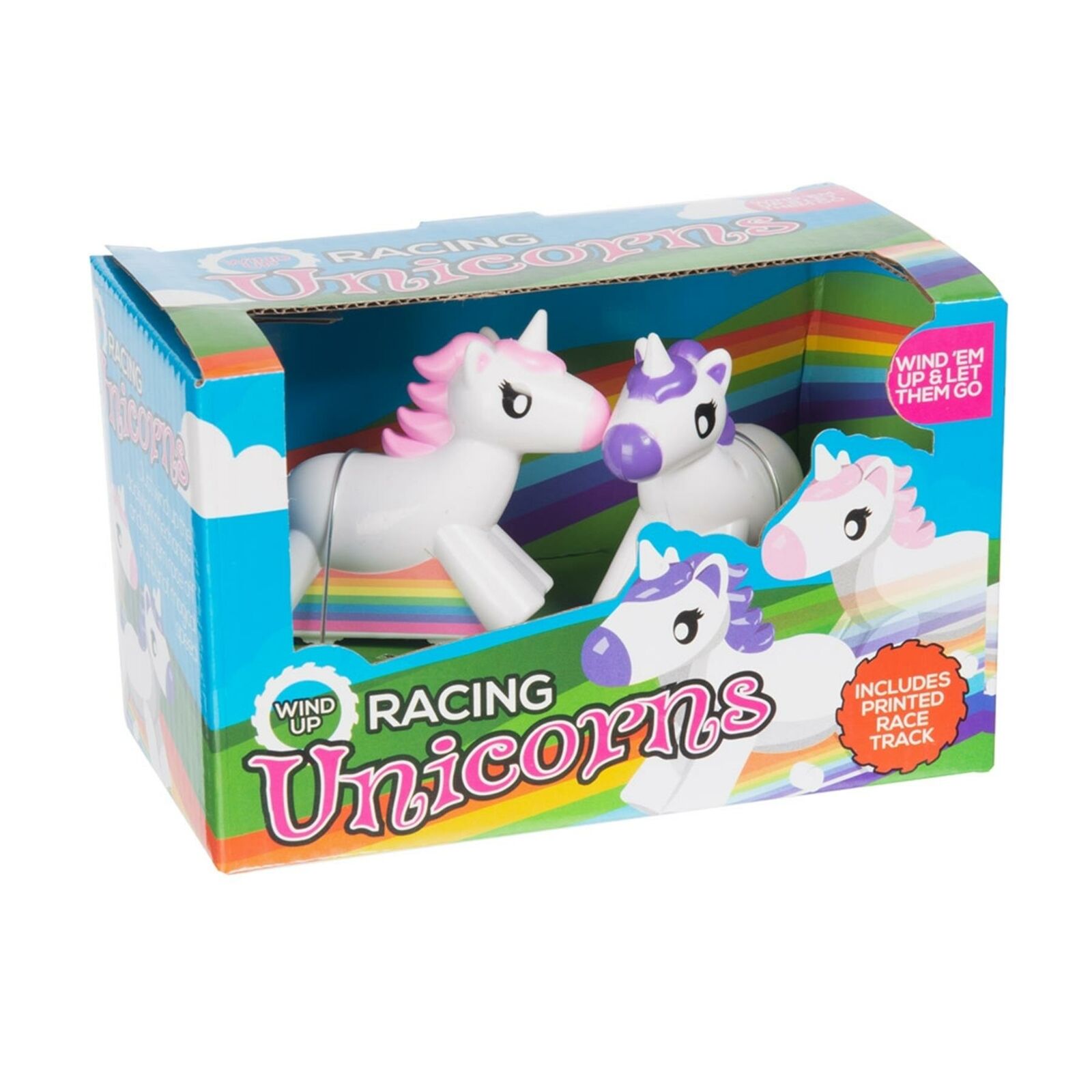 Cute Wind Up Racing Unicorns Clockwork Kids Novelty Present Party Bag Filler 