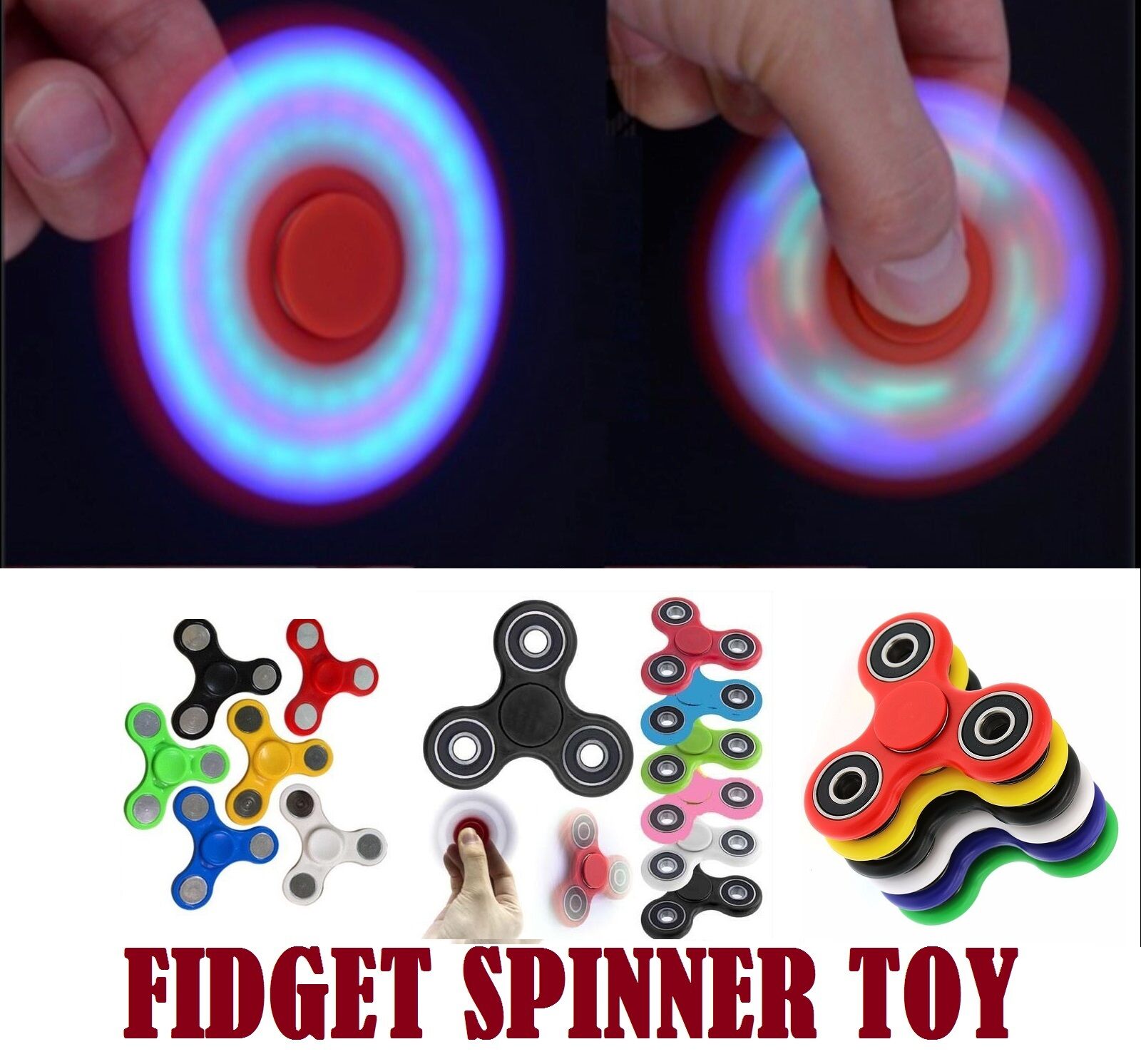 Fidget Finger Spinner Hand Focus Spin Aluminum EDC Bearing Stress Toys Rainbow 