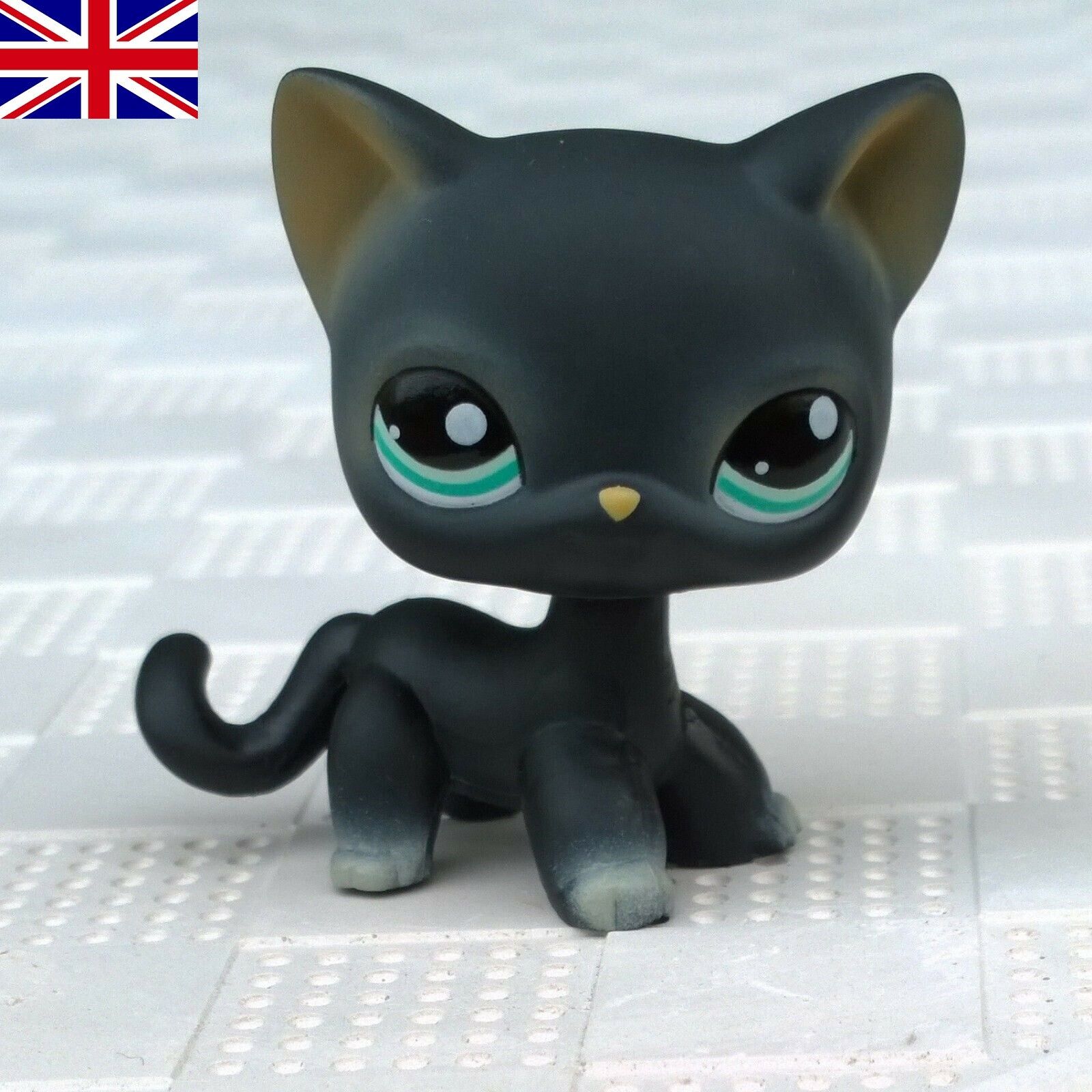 Littlest Pet Shop #994 Black Short Hair Siamese Cat Kitty LPS Green Eyes Rare 