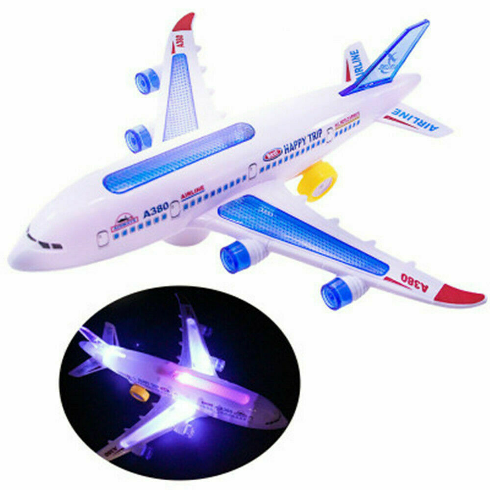 Electric  Aeroplane Flashing Led Light Music Toy Airbus 380 Plane Kids Toys UK 