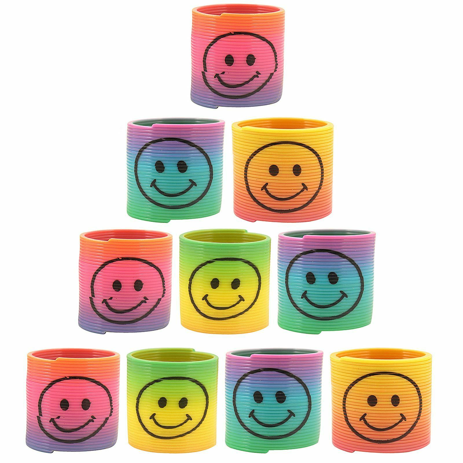 RAINBOW SMILE SPRINGS Kids Party Bag Filler Mini Game Prizes Emoji Toy Gift UK