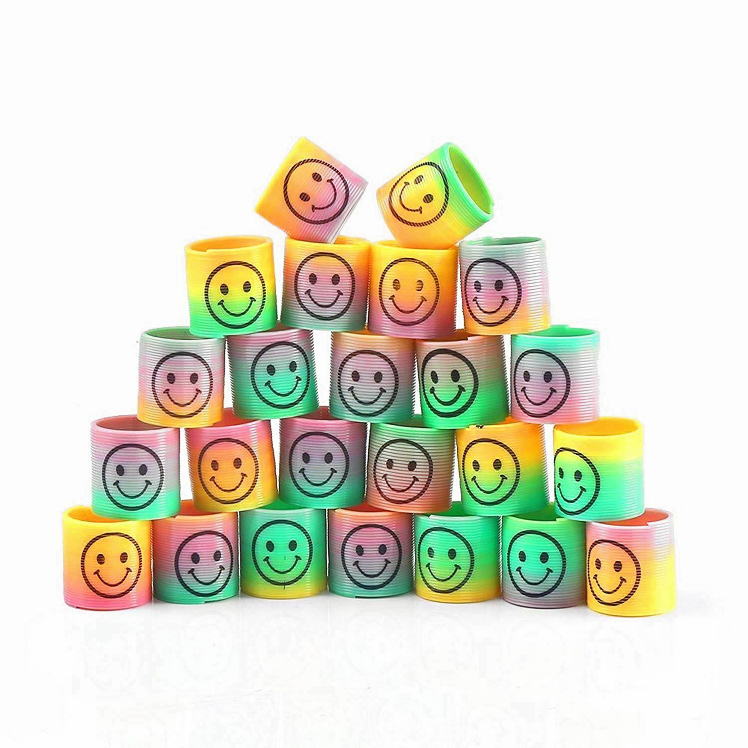 36 X Smile Rainbow Mini Springs Party Bag Fillers Stretchy Slinky Coil Kids Toy