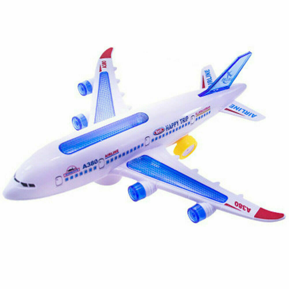 ELECTRIC TOY W/ LIGHT MUSIC KIDS AIRPLANE AIRBUS A380/747 BUMP AND GO TOY Play 